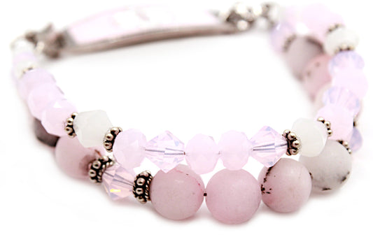 Serenity Pink Opal Jade Medical ID Bracelet