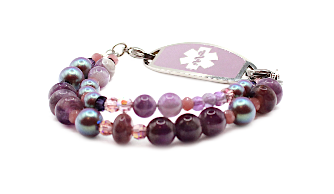 Elegance in Lavender:  Amethyst and Pearl Medical ID Bracelet