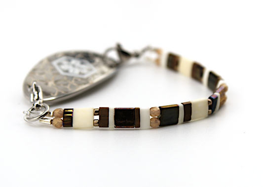 Espresso Cream Stretch Medical ID Bracelet