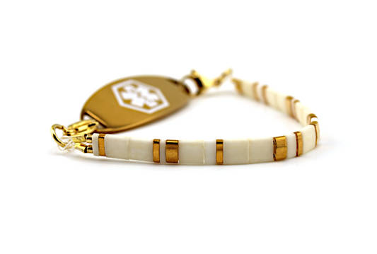 Golden Ivory Stretch Medical ID Bracelet