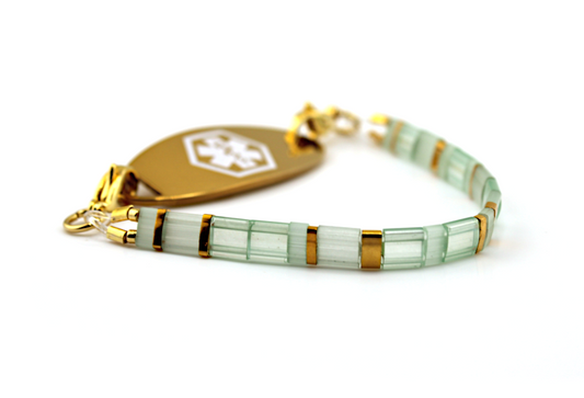 Seafoam & Gold Stretch Medical ID Bracelet