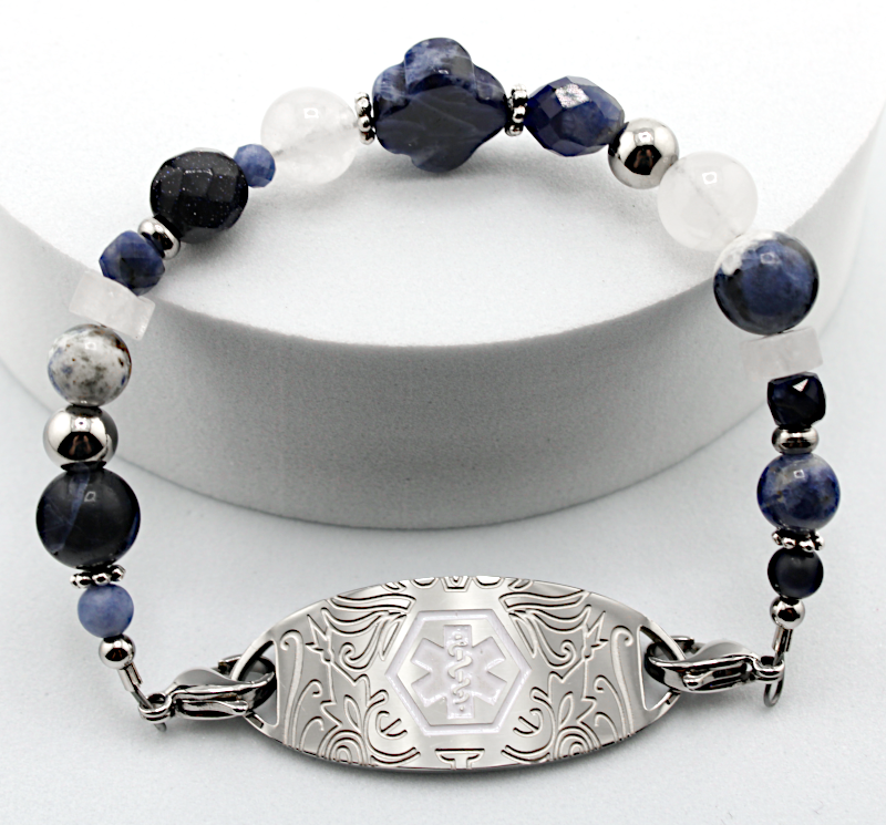 Sodalite Clover Medical ID Bracelet