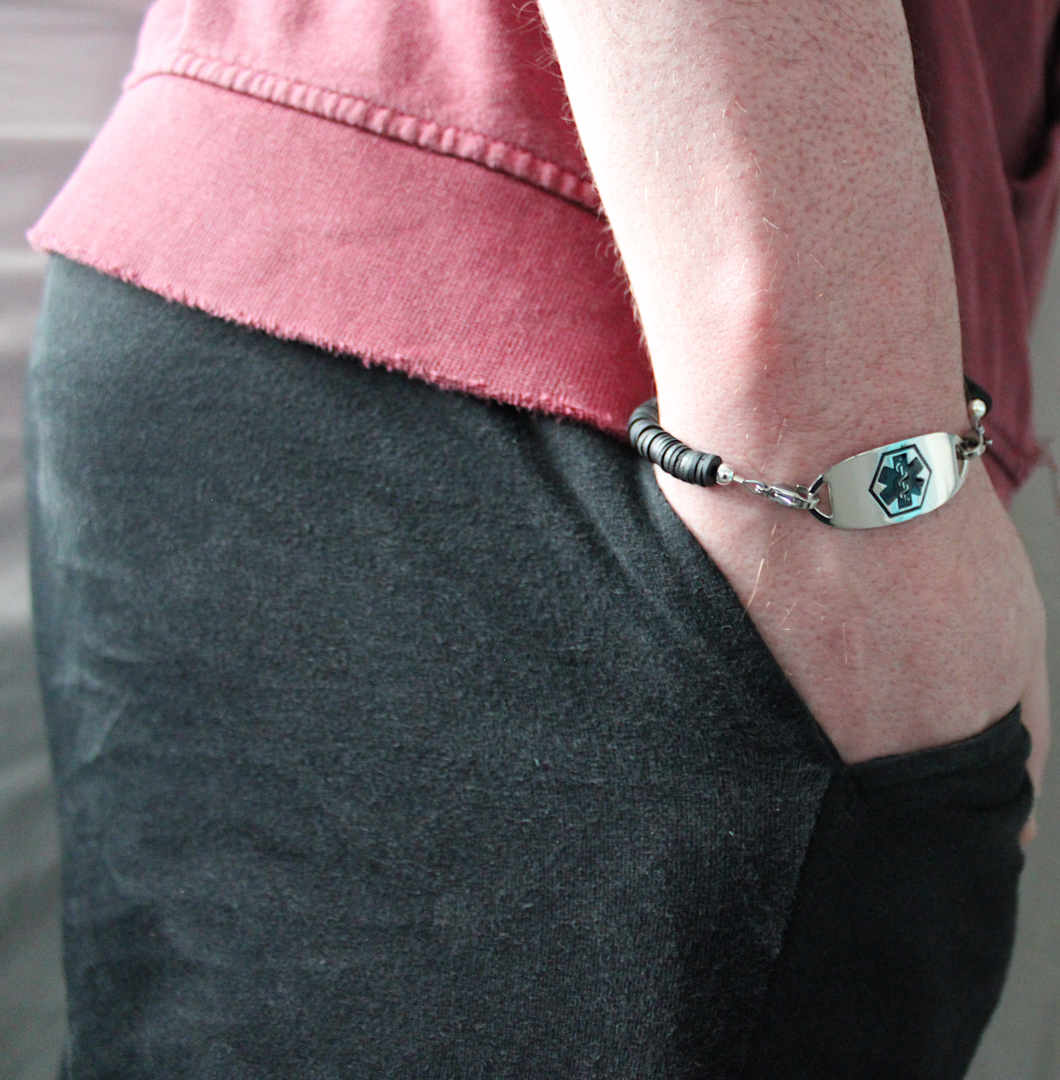 Black Guardian Stretch Medical ID Bracelet