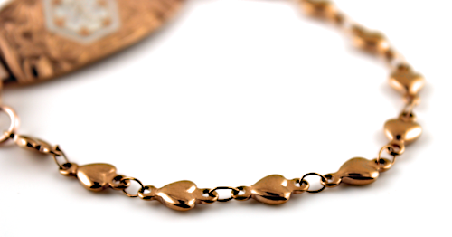 Rose Gold Linked Hearts Medical ID Bracelet