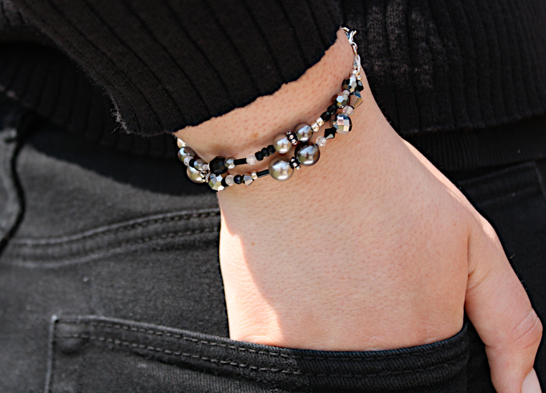 Pearl Elegance Stretch Beaded Medical ID Bracelet