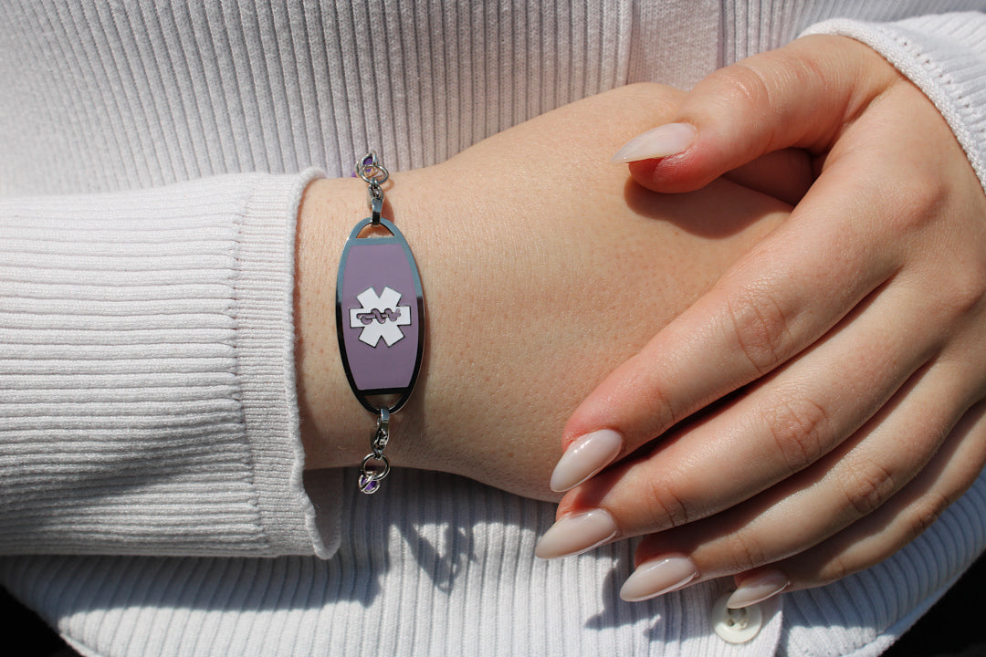 Purple Rubber Sporty Cord Medical ID Bracelet