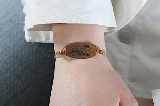 Stainless Steel Rose Gold and White Enamel Medical ID Tag