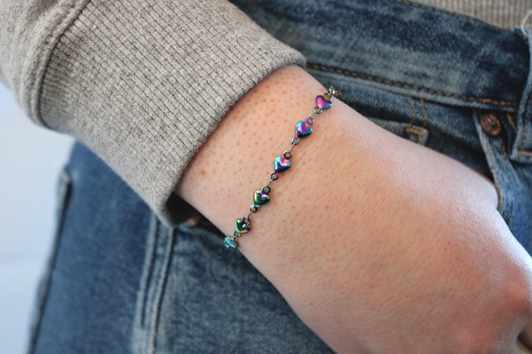 Mystic Linked Hearts Stainless Steel Medical ID Bracelet