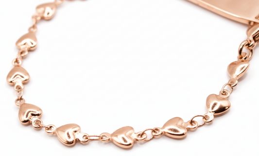 Rose Gold Linked Hearts Medical ID Bracelet
