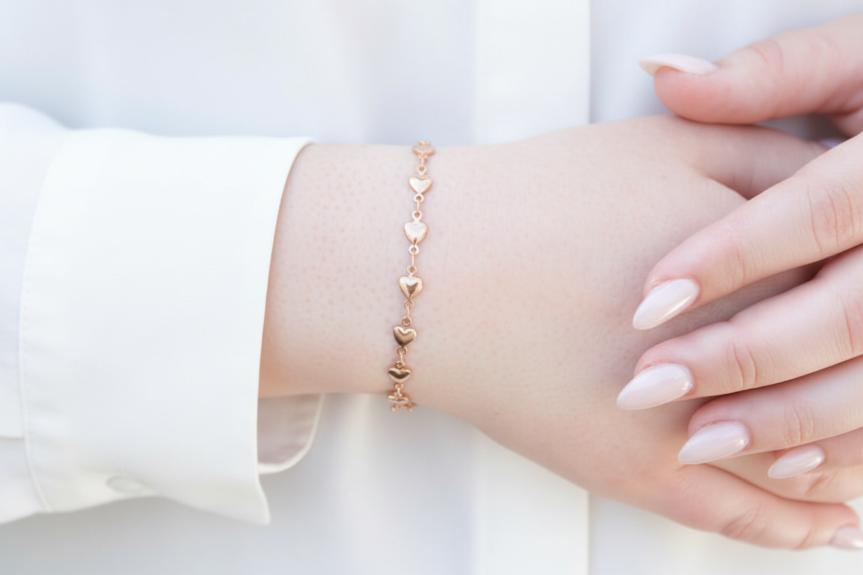 Rose Gold Linked Hearts Medical ID Bracelet