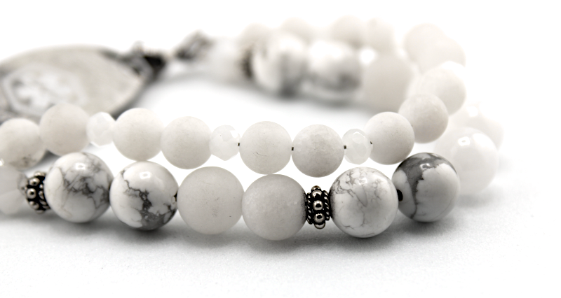Snow Moon Gemstone Medical ID Bracelet