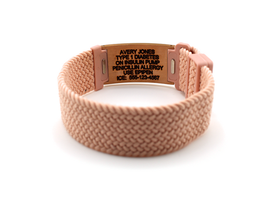 Metro Magnetic Stretch Medical ID Bracelet in Pink & Rose Gold