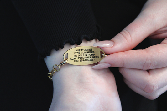 Stainless Steel Gold & White Enamel Medical ID Tag