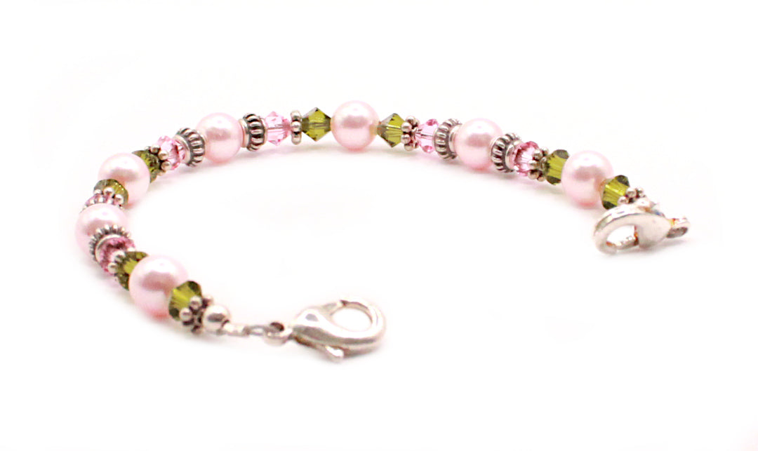 Pretty in Pink Crystal Pearl Medical ID Bracelet