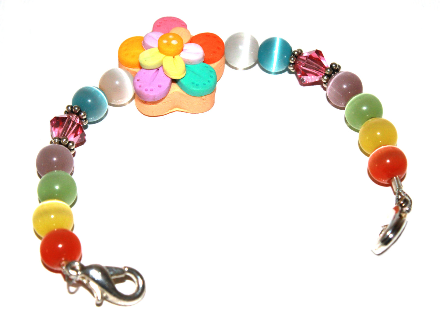 Multi-Color Polymer Clay Flower Medical ID Bracelet