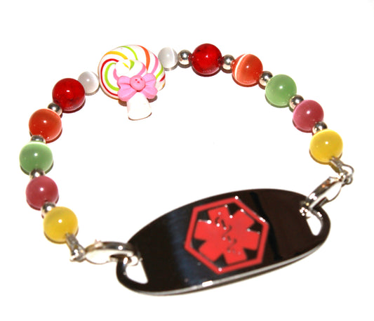 Sweet Lollipop Polymer Clay Medical ID Bracelet