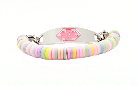 Cotton Candy Girls’ Heishi Stretch Medical ID Bracelet