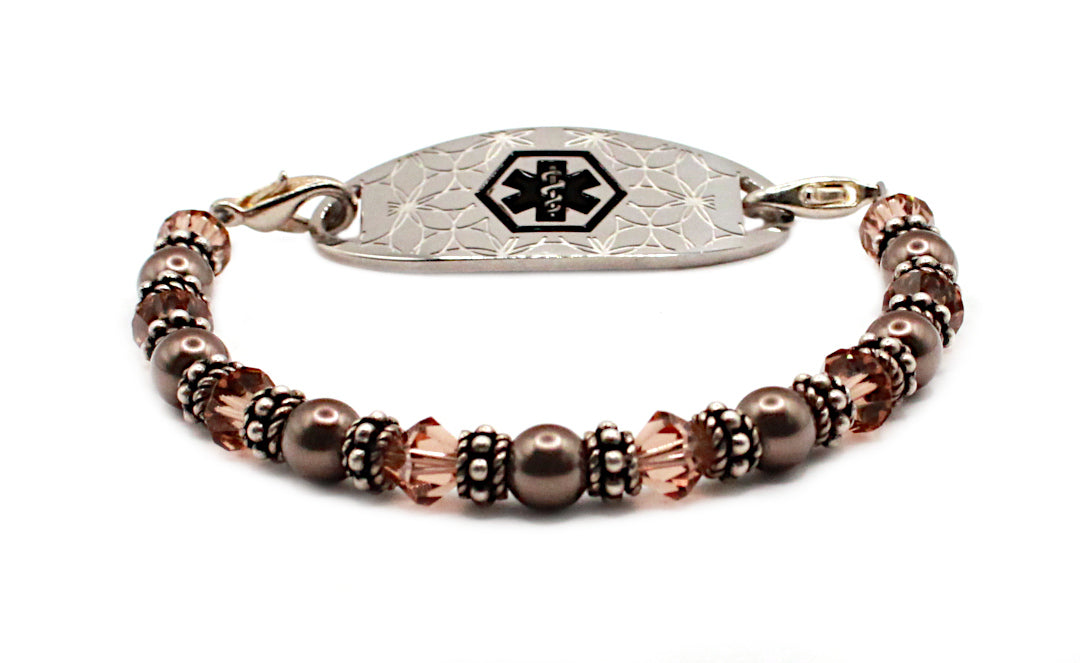 Pearl & Chocolate Crystal Medical ID Bracelet