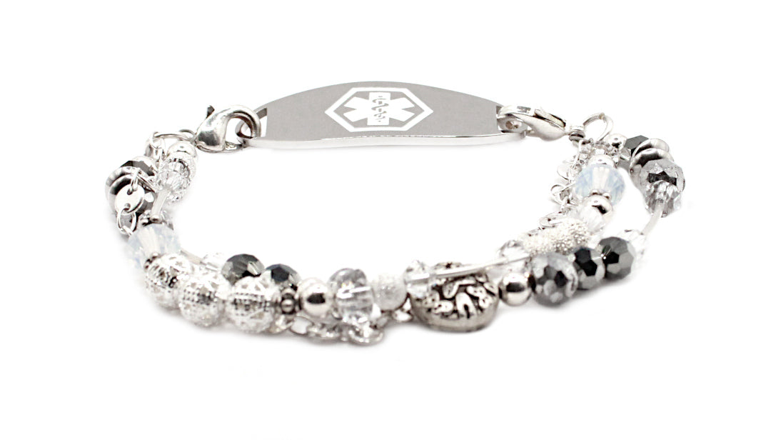 Silver Crystal Druzy Medical ID Bracelet