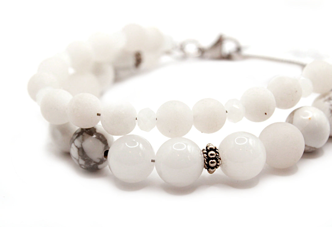 Snow Moon Gemstone Medical ID Bracelet