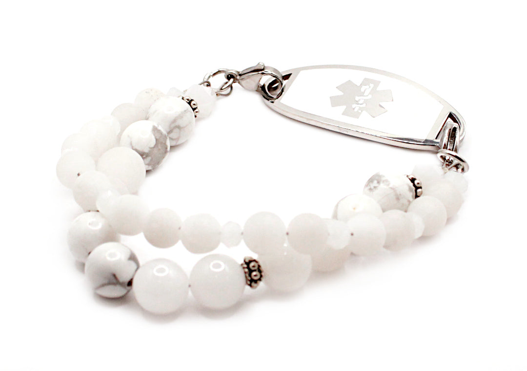 Snow Moon Gemstone Medical ID Bracelet