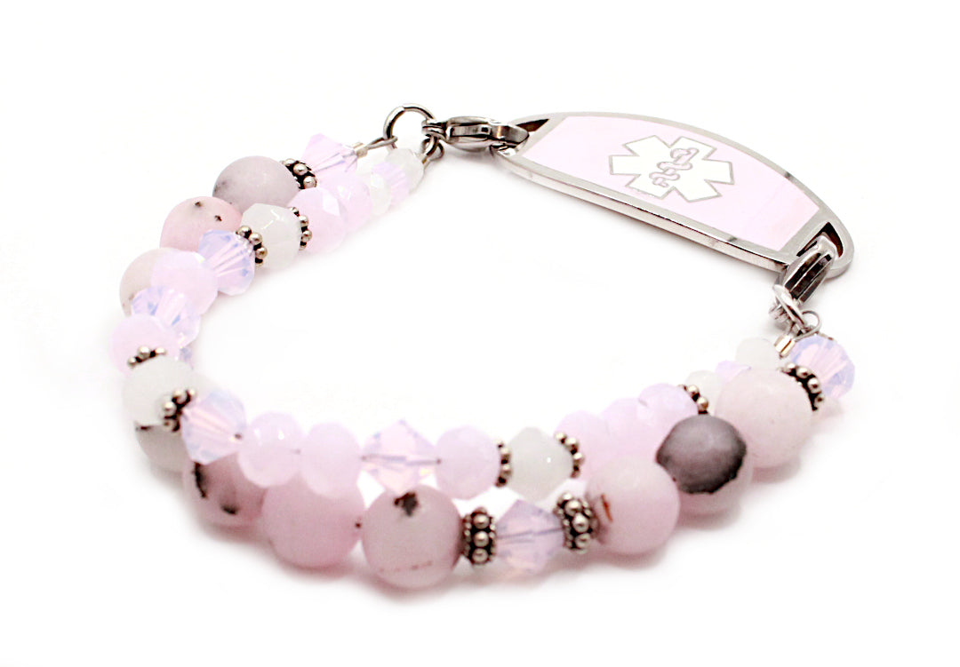 Serenity Pink Opal Jade Medical ID Bracelet