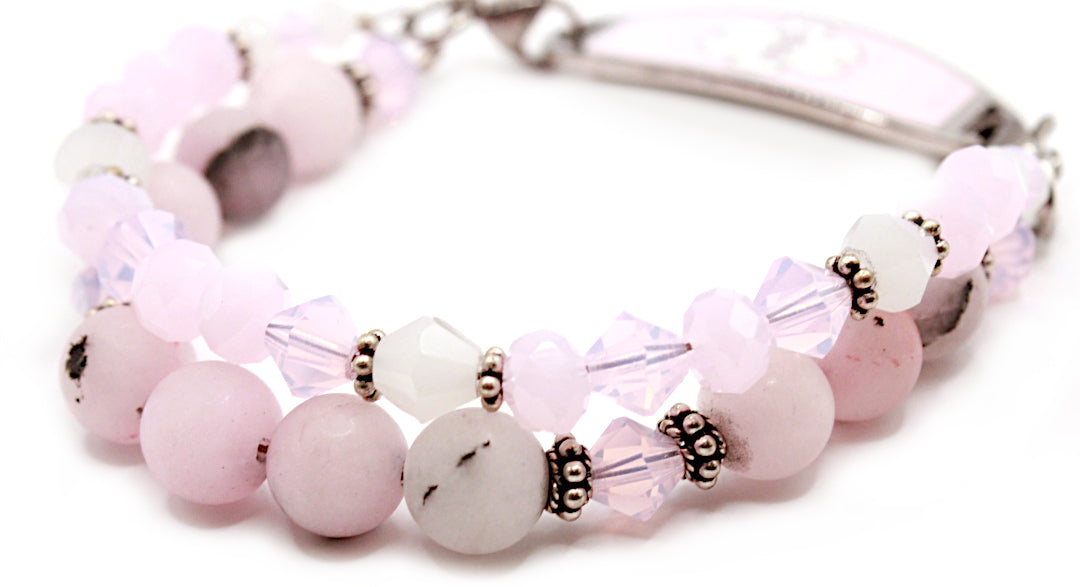 Serenity Pink Opal Jade Medical ID Bracelet