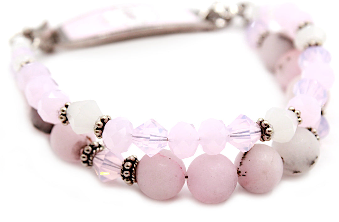 Serenity Pink Opal Jade Medical ID Bracelet