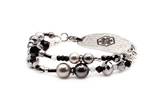 Pearl Elegance Stretch Beaded Medical ID Bracelet