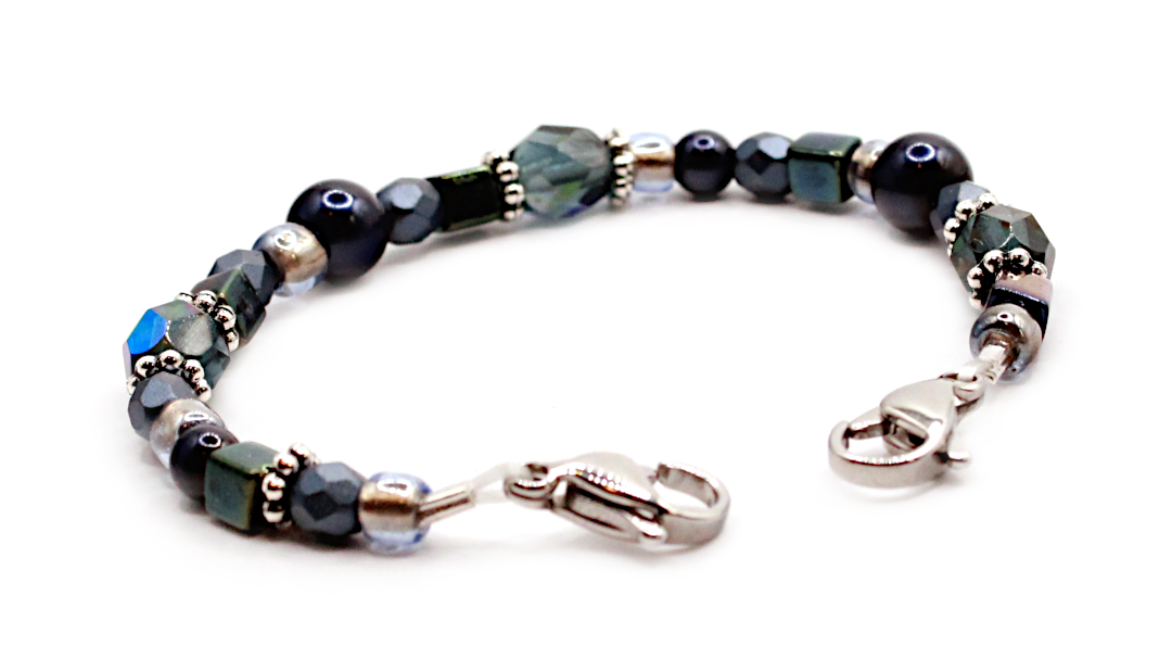 Ocean Sapphire Stretch Beaded Medical ID Bracelet