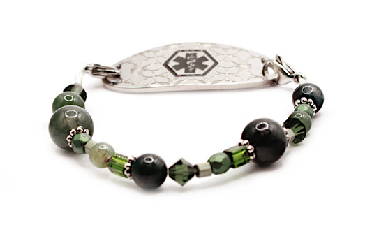 Evergreen Stretch Beaded Medical ID Bracelet