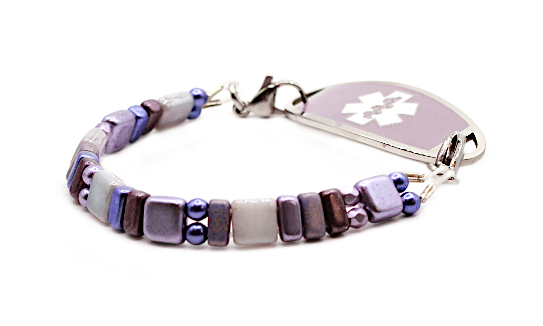 Lila Stretch Beaded Medical ID Bracelet