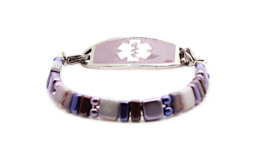 Lila Stretch Beaded Medical ID Bracelet