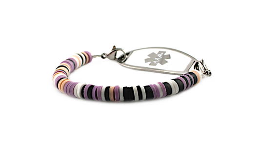 Purple Zebra Stretch Medical ID Bracelet