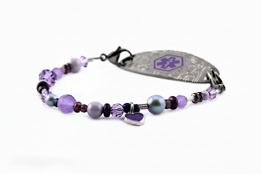 Purple Heart Charm Medical ID Bracelet