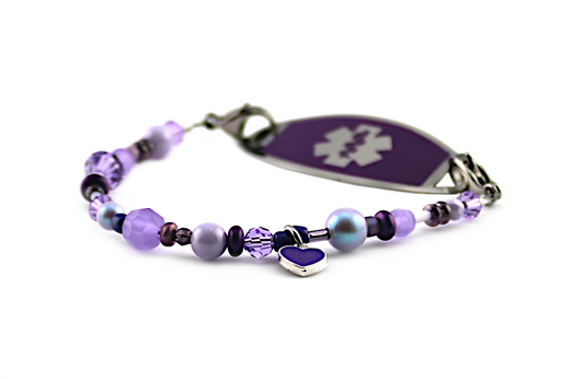 Purple Heart Beaded Medical ID Bracelet