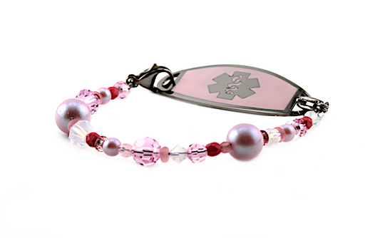 Rosy Glow Beaded Medical ID Bracelet