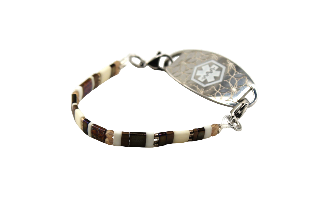 Espresso Cream Stretch Medical ID Bracelet