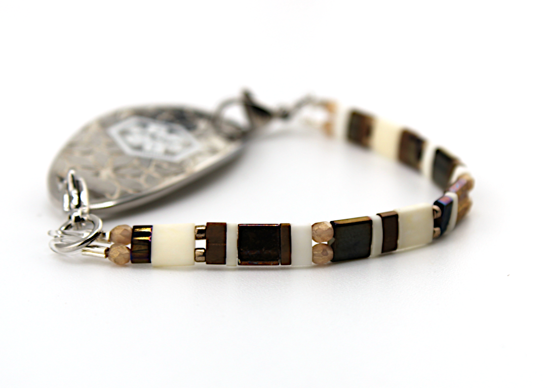 Espresso Cream Stretch Medical ID Bracelet