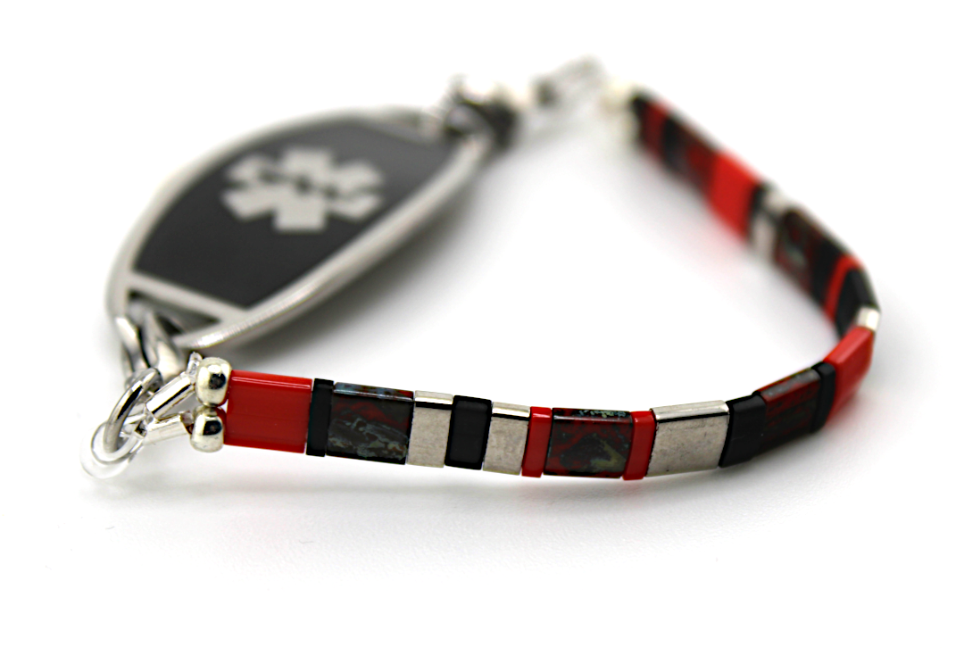 Crimson Shadow Stretch Medical ID Bracelet