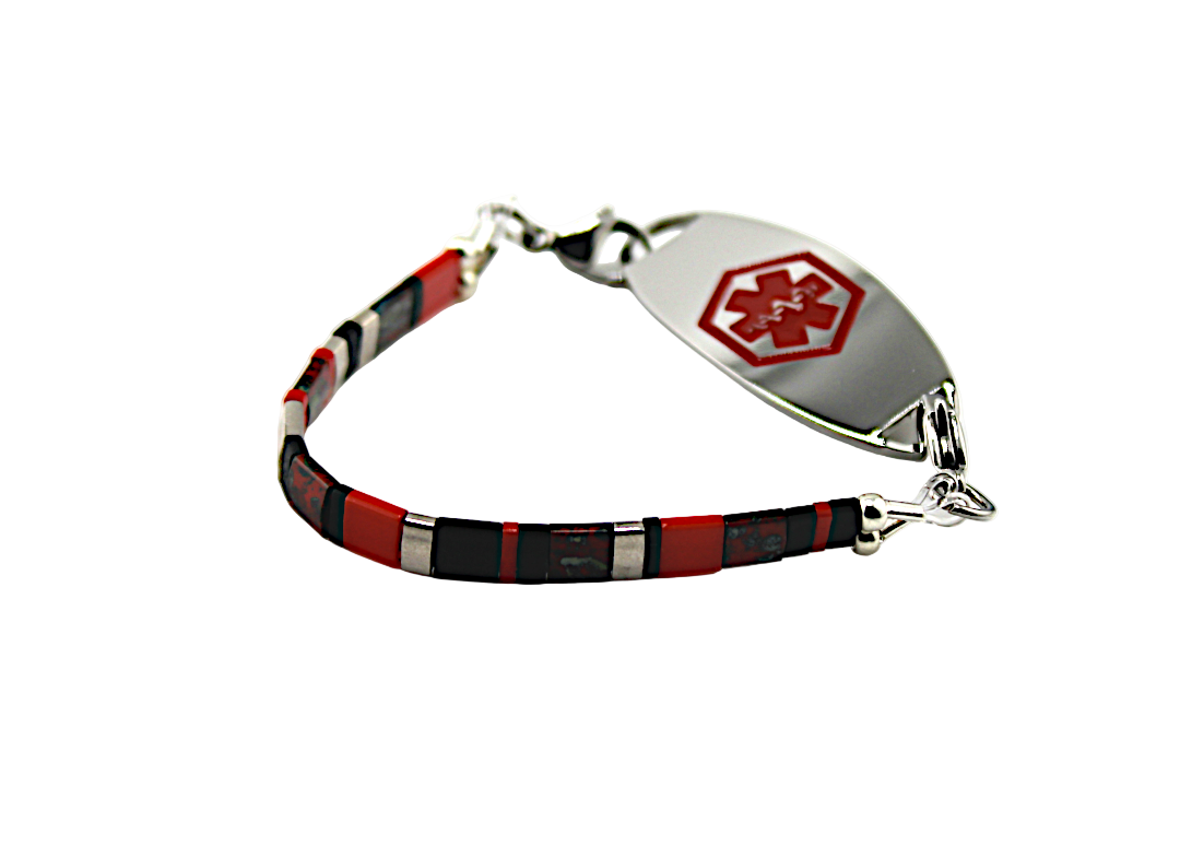 Crimson Shadow Stretch Medical ID Bracelet