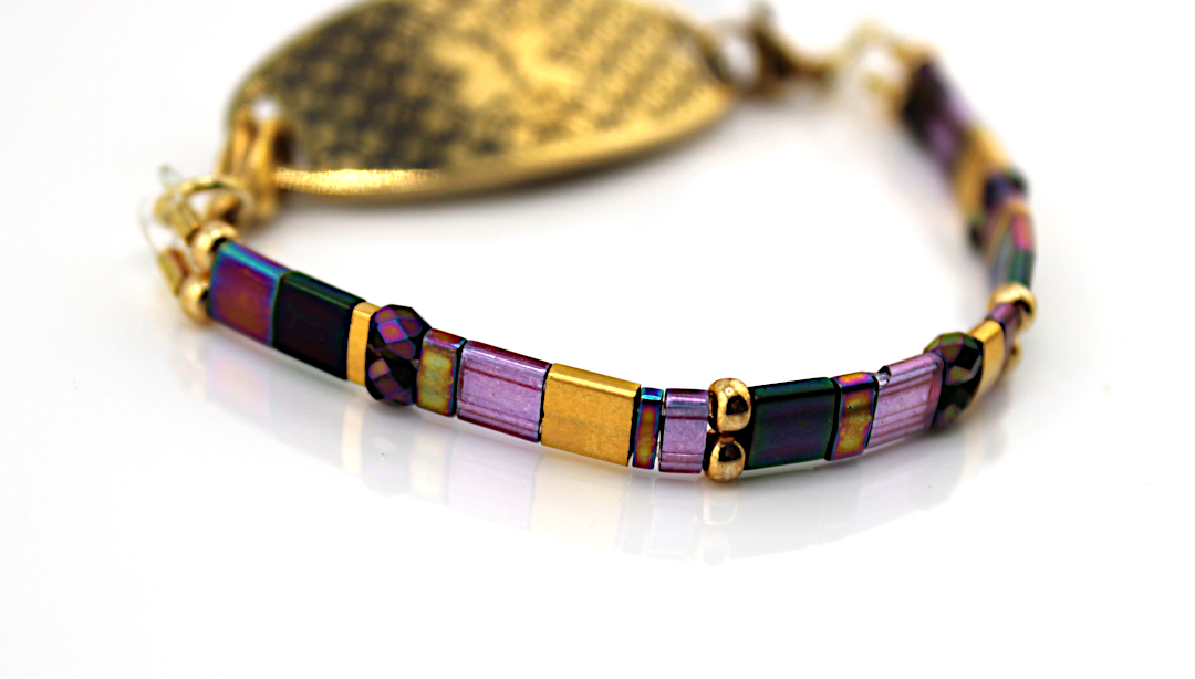 Golden Iris Stretch Medical ID Bracelet