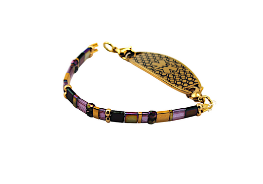 Golden Iris Stretch Medical ID Bracelet
