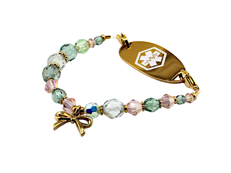 Golden Bow Stretch Medical ID Bracelet