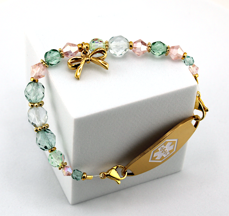 Golden Bow Stretch Medical ID Bracelet