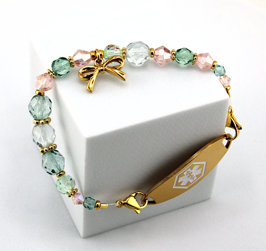 Golden Bow Stretch Medical ID Bracelet