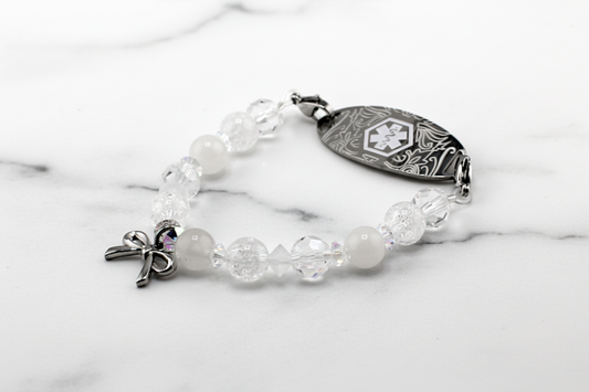 Crystal Bow Shimmer Stretch Medical ID Bracelet