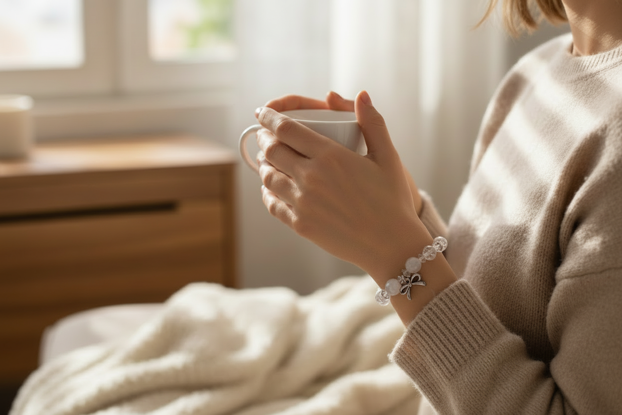 Crystal Bow Shimmer Stretch Medical ID Bracelet