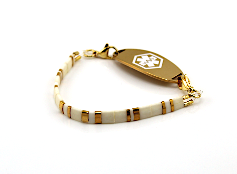 Golden Ivory Stretch Medical ID Bracelet