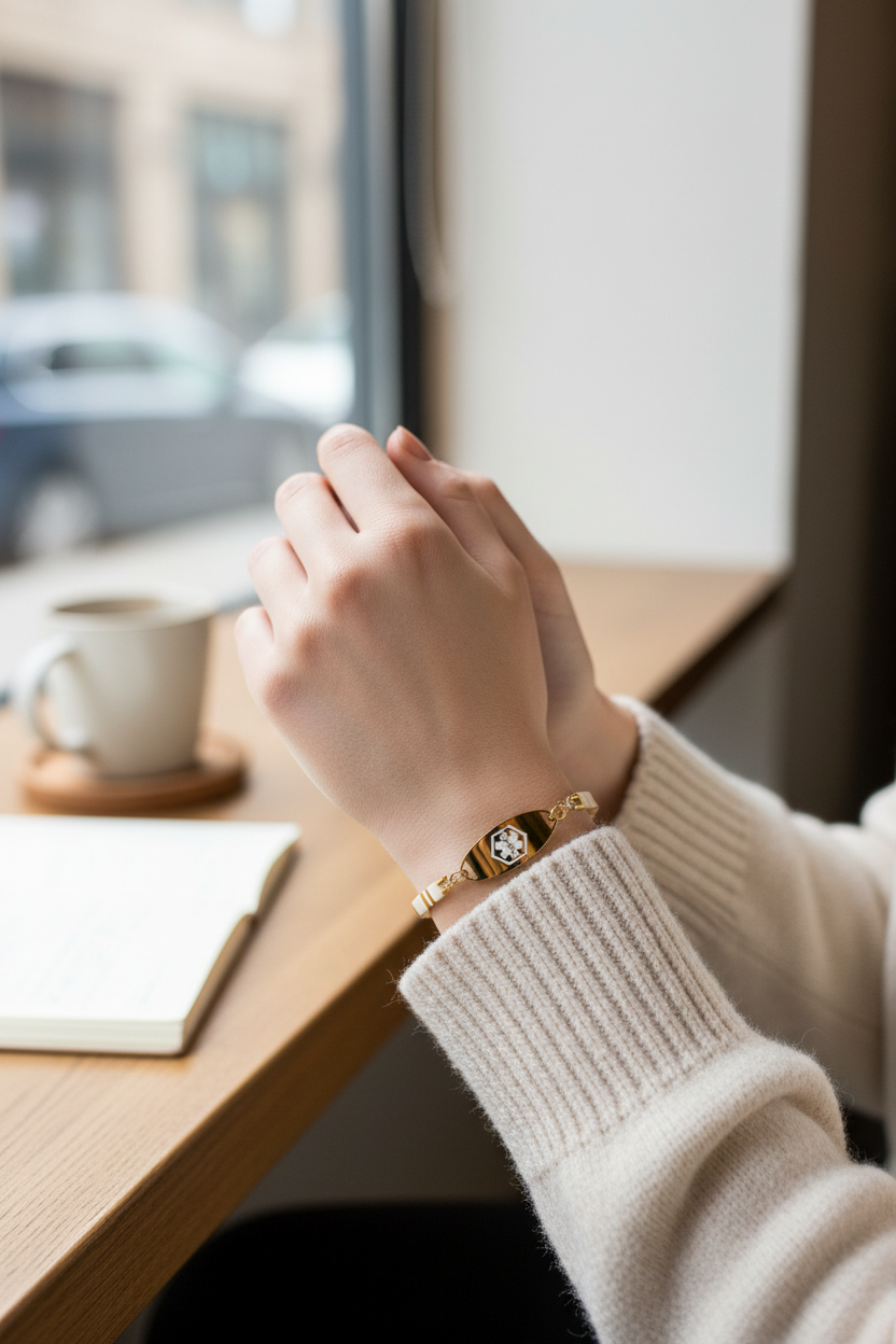 Golden Ivory Stretch Medical ID Bracelet